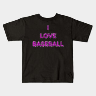 I Love Baseball - Pink Kids T-Shirt